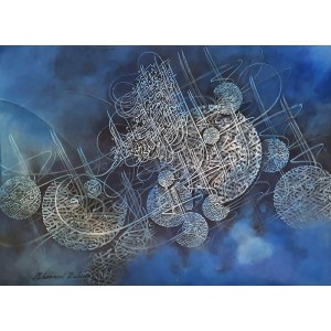 Muhammad Zubair, Sura Al-Qadar, 36 x 48 Inch, Acrylic on Canvas, Calligraphy Painting, AC-MZR-040